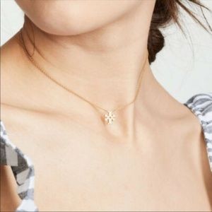 NWOT Tory Burch Gold Logo Charm Necklace